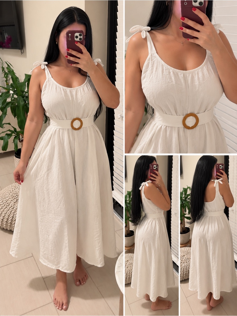 White Sleeveless Wide Leg Jumpsuit with Belt